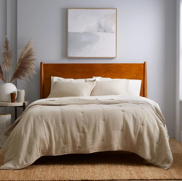 Quince Organic Airy Gauze Quilt Set Full/Queen In Dune - Picture 1 of 4
